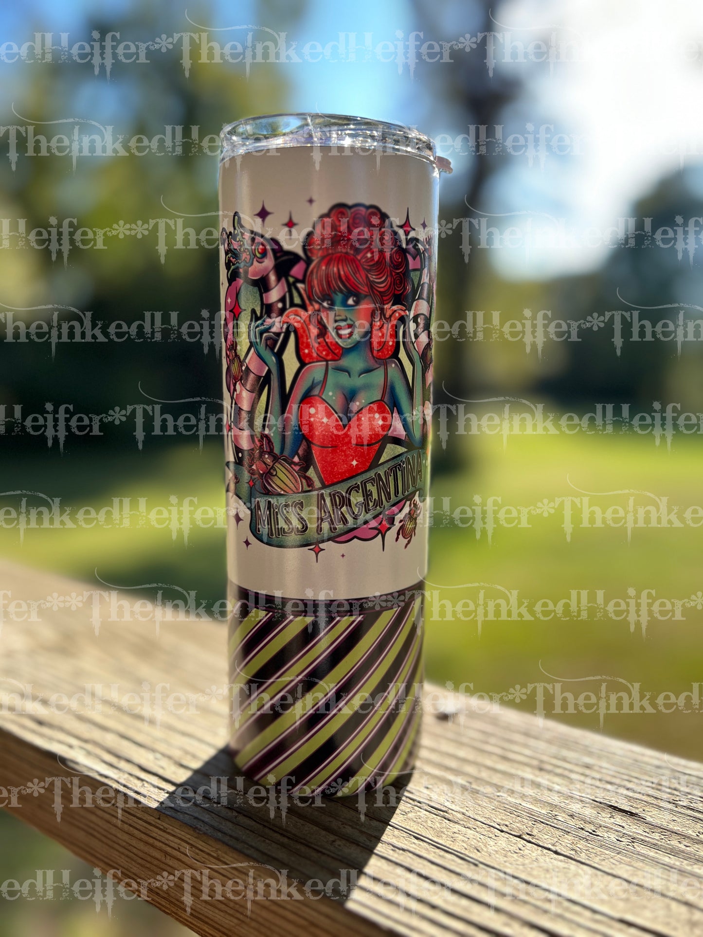 “Ms Argentina Beetlejuice” 20oz Glow-in-the-Dark Halloween Tumbler