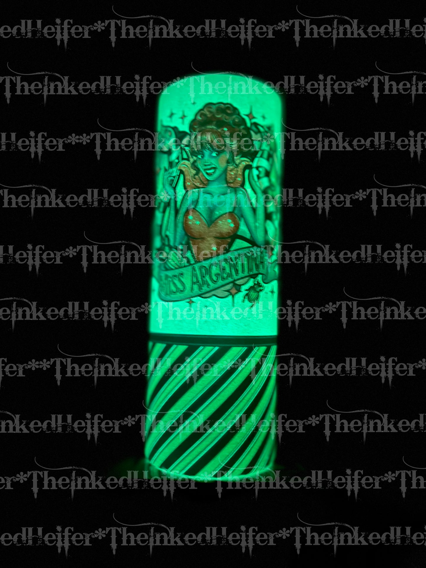 “Ms Argentina Beetlejuice” 20oz Glow-in-the-Dark Halloween Tumbler